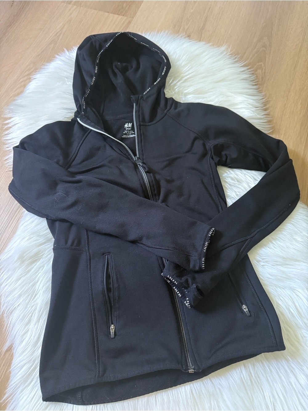 H&M Black Women's Hooded Zip-Up Jacket